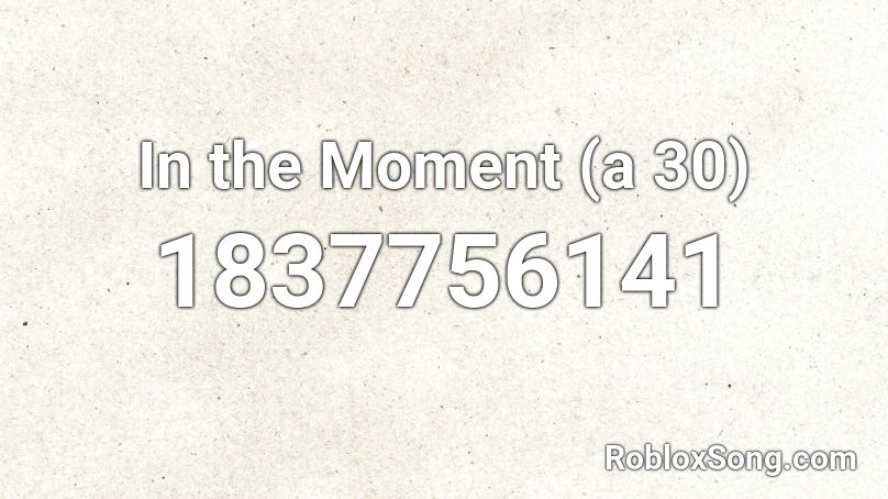 In the Moment (a 30) Roblox ID