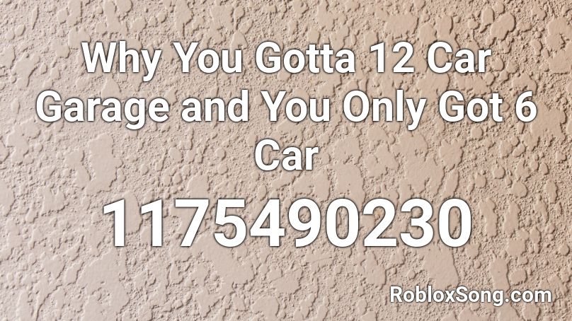 Why You Gotta 12 Car Garage and You Only Got 6 Car Roblox ID