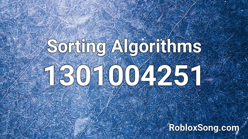 Sorting Algorithms Roblox ID