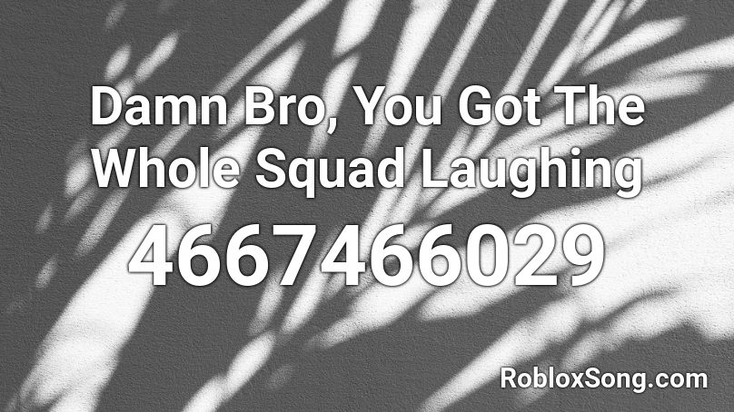 Damn Bro, You Got The Whole Squad Laughing Roblox ID