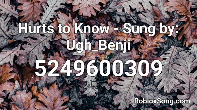Hurts to Know - Sung by: Ugh_Benji Roblox ID