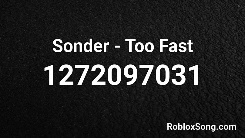 Sonder - Too Fast Roblox ID