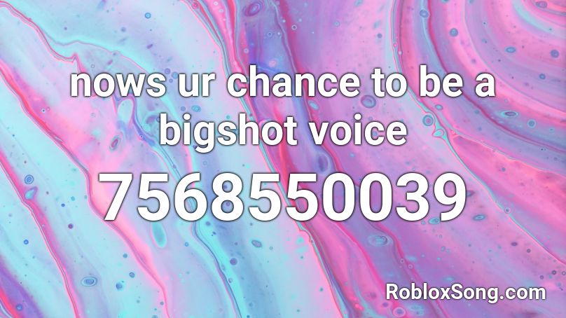 nows ur chance to be a bigshot voice Roblox ID