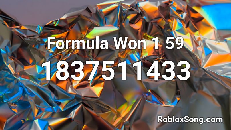 Formula Won 1 59 Roblox ID