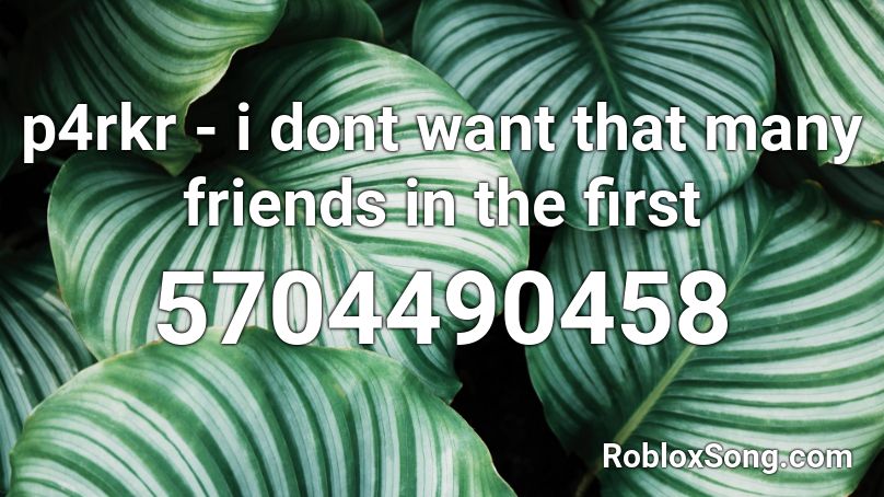 p4rkr - i dont want that many friends in the first Roblox ID