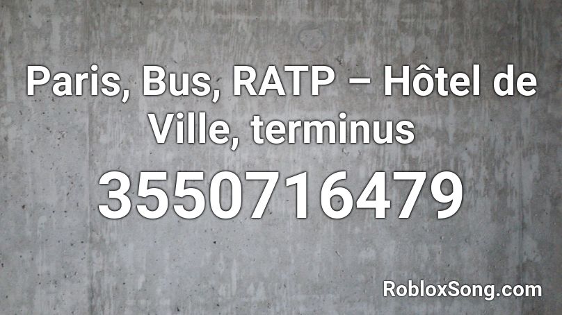 Paris, Bus, RATP – Hôtel de Ville, terminus Roblox ID
