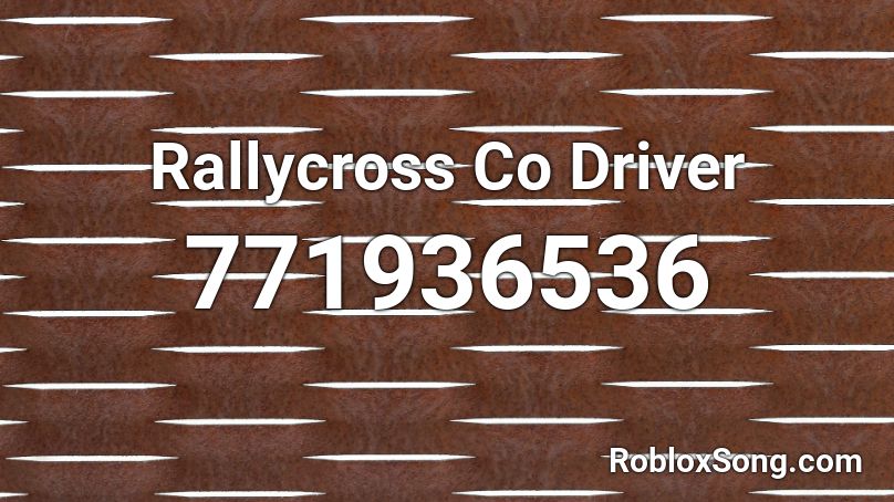 Rallycross Co Driver Roblox ID