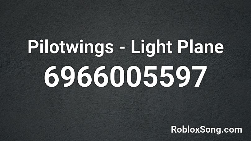 Pilotwings - Light Plane Roblox ID