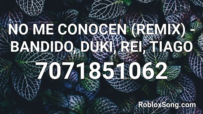 NO ME CONOCEN (REMIX) - BANDIDO, DUKI, REI, TIAGO Roblox ID