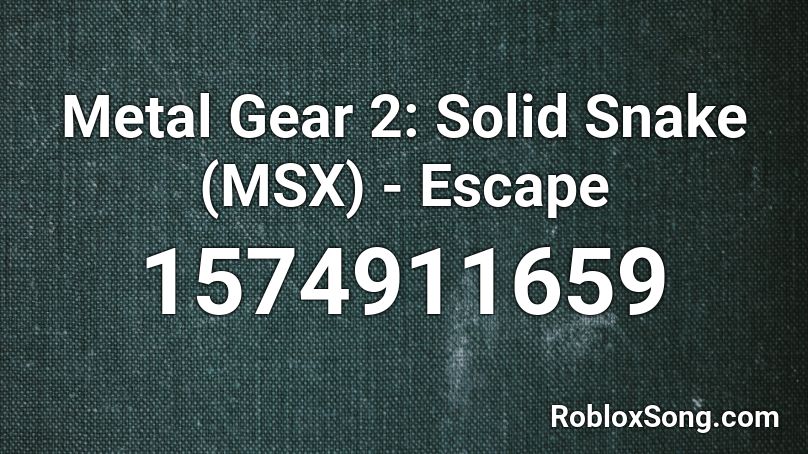 Metal Gear 2: Solid Snake (MSX) - Escape Roblox ID