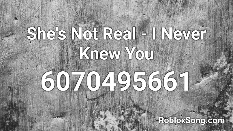 She's Not Real - I Never Knew You Roblox ID
