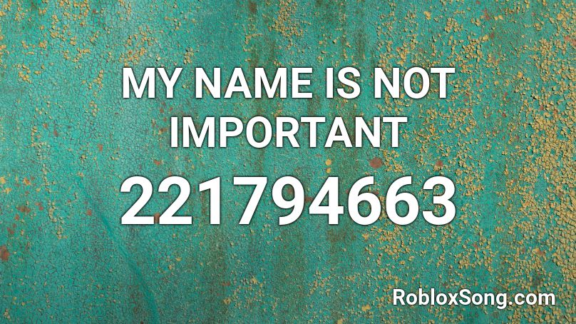 MY NAME IS NOT IMPORTANT Roblox ID