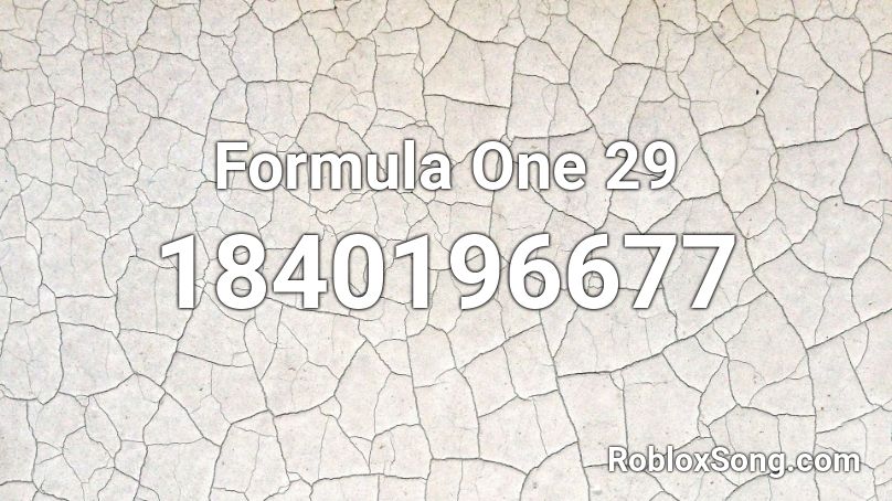 Formula One 29 Roblox ID