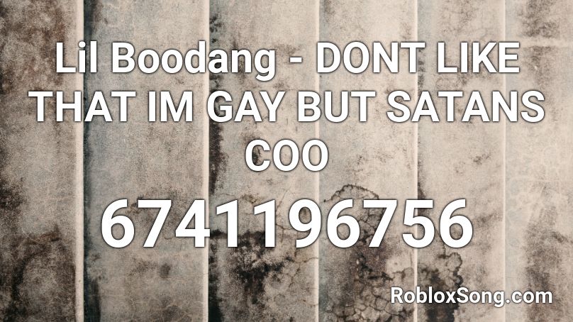 Lil Boodang Dont Like That Im Gay But Satans Coo Roblox Id Roblox Music Codes - im gay roblox code