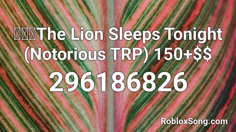【💛】The Lion Sleeps Tonight (Notorious TRP) 150+$$ Roblox ID