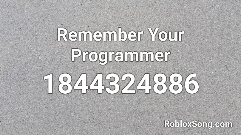 Remember Your Programmer Roblox ID