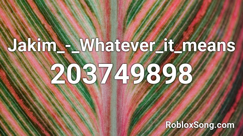 Jakim_-_Whatever_it_means Roblox ID