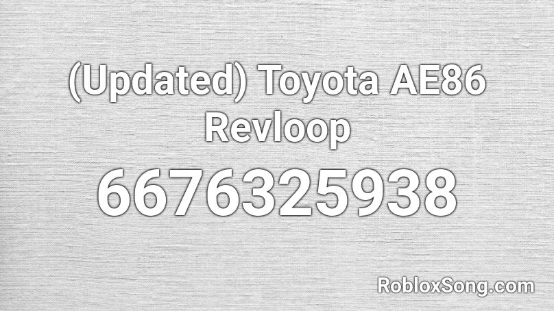 (Updated) Toyota AE86 Revloop Roblox ID